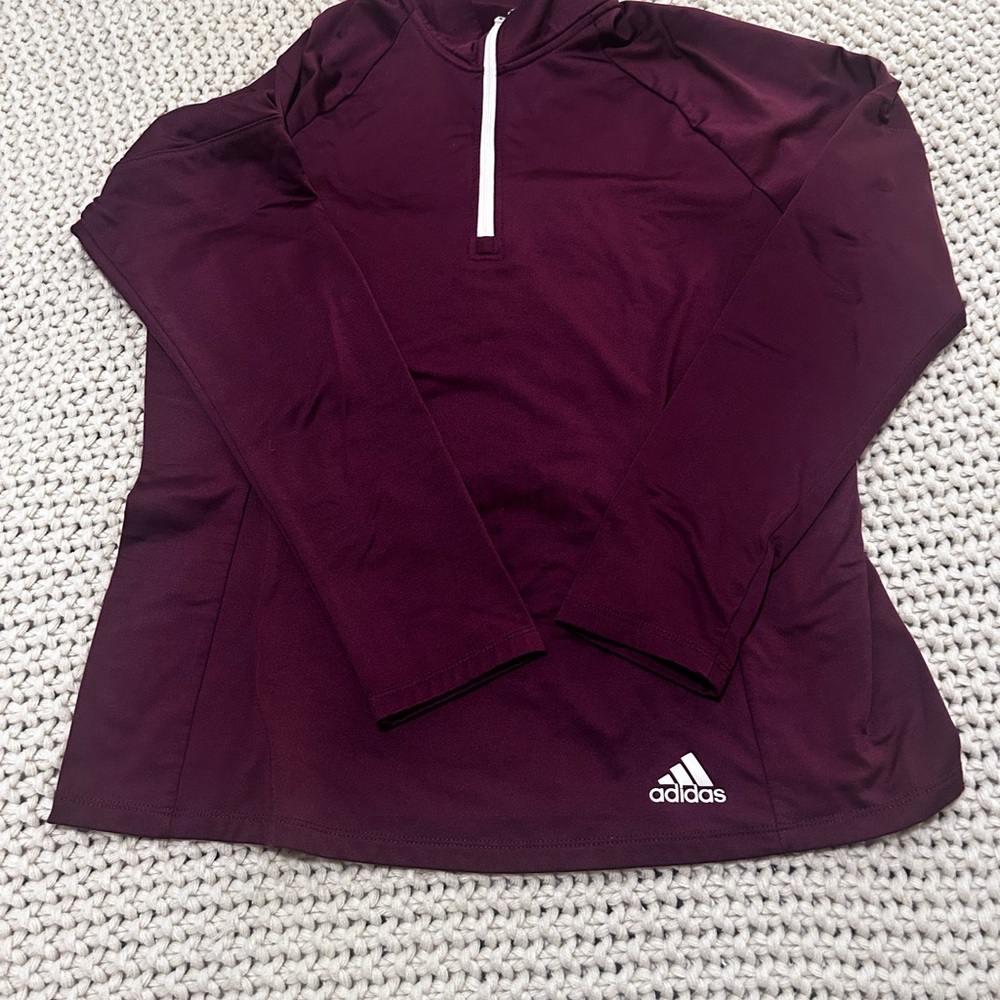 Adidas Burgundy Track Jacket with White Zipper